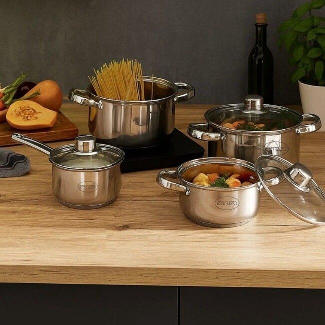 Pannenset 8-delig - alle Warmtebronnen - Inductie