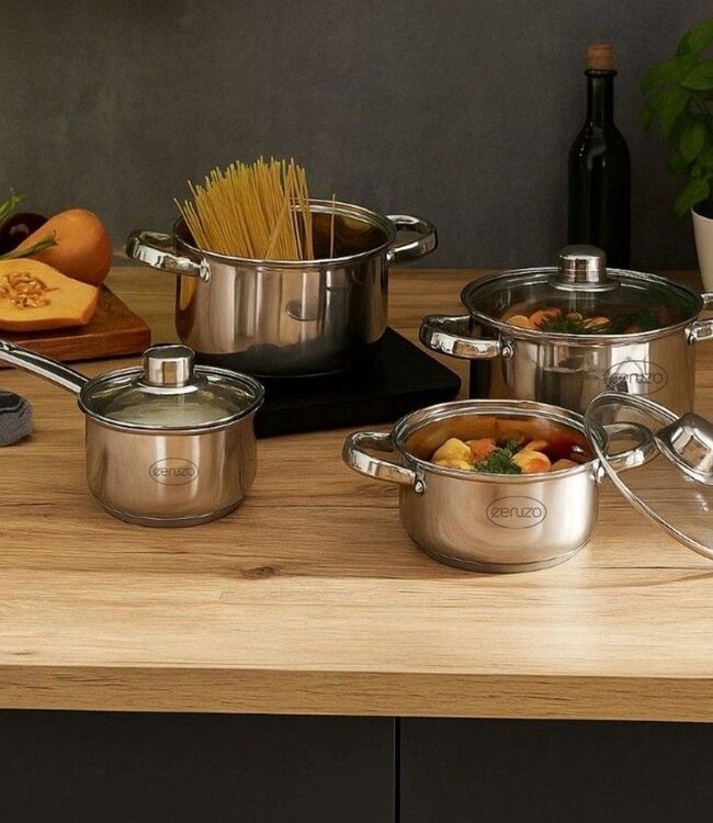 Pannenset 8-delig - alle Warmtebronnen - Inductie