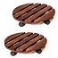 2x Plantentrolley met Wieltjes - Rond 30 cm - Hout