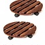 2x Plantentrolley met Wieltjes - Rond 30 cm - Hout