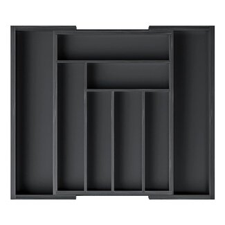 Ceruzo Cutlery tray Wood Extendable - 33-52 × 43 × 5 cm - Black