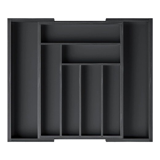 Ceruzo Cutlery tray Wood Extendable - 33-52 × 43 × 5 cm - Black