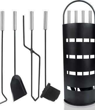 Ceruzo Openhaardset RVS zwart - 5 delig