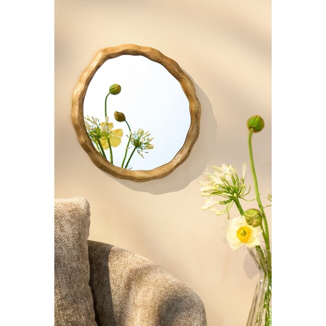 Mica Decorations Nick Wandspiegel aus Mangoholz - Dunkelbraun - 36 × 2 × 38 cm