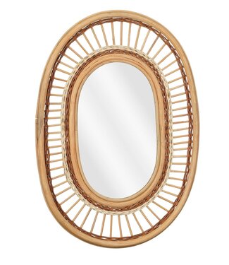 Mica Decorations Ocher Wall Mirror Rattan Wood 59x40x3 cm