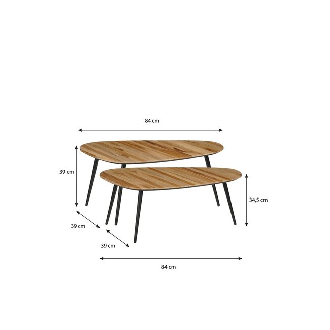 Mica Decorations Jailey Teak Side Tables - Brown - Set of 2