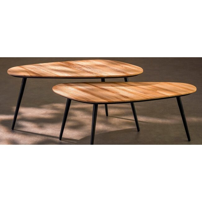 Mica Decorations Jailey Teak Side Tables - Brown - Set of 2
