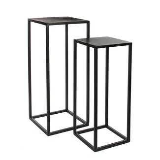 Mica Decorations Goa Beistelltische aus Eisen - Schwarz - 2er-Set