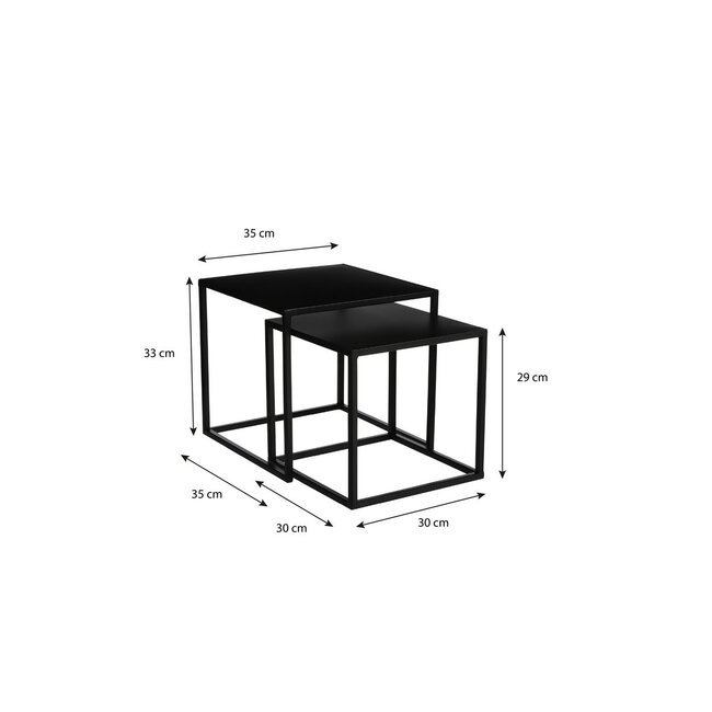 Mica Decorations Goa Beistelltische aus Eisen - Schwarz - 2er-Set