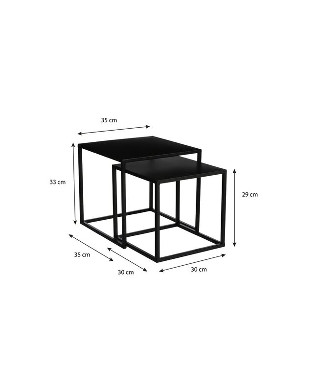 Bijzettafel set Zwart 2Ijzer