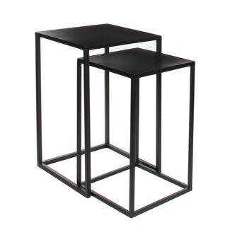 Mica Decorations Mica Decorations Goa Iron Side Tables – Black – Set of 2 – H55 × L35 cm