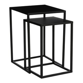 Mica Decorations Mica Decorations Goa Iron Side Tables – Black – Set of 2 – H42 × L30 cm