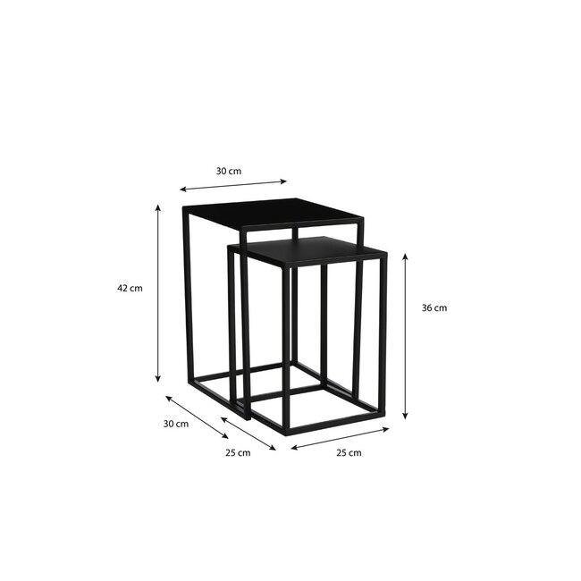 Bijzettafel set Zwart 2Ijzer