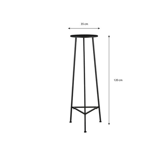 Mica Decorations Adine Iron Plant Table – Black – H120 × Ø35 cm