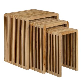 Mica Decorations Yonker Teak Side Tables - Brown - Set of 3