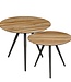 Bijzettafel set Bruin 2Teak hout