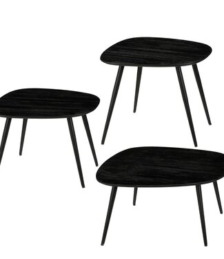 Mica Decorations Bijzettafel set Zwart 3Teak hout