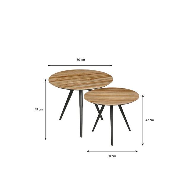 Mica Decorations Jailey Beistelltische aus Teakholz - Braun - 2er-Set