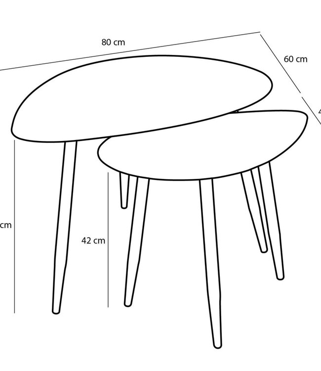 Bijzettafel set Zwart 2Ijzer