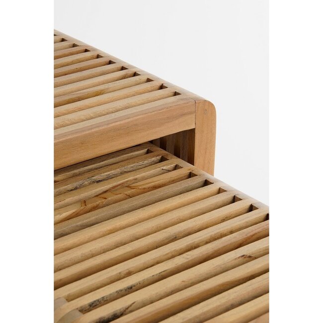 Bijzettafel set Bruin 3Teak hout