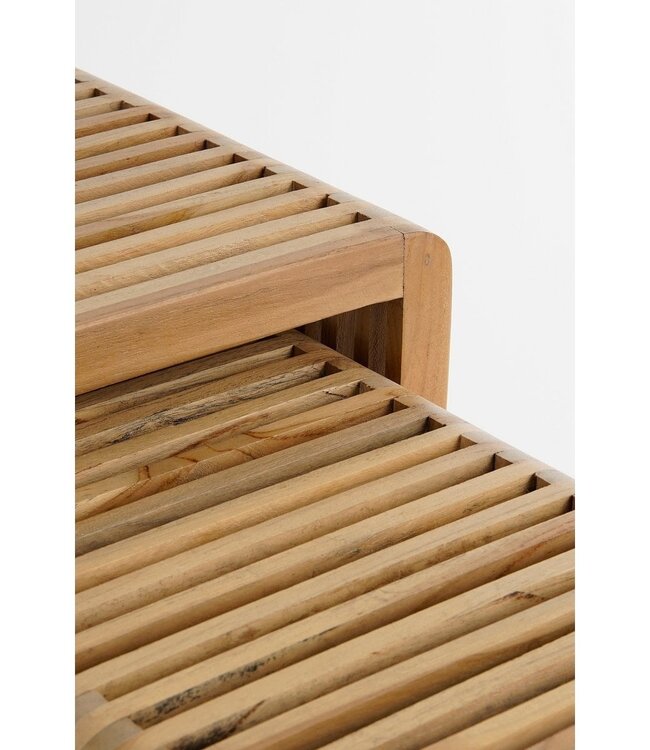 Bijzettafel set Bruin 3Teak hout