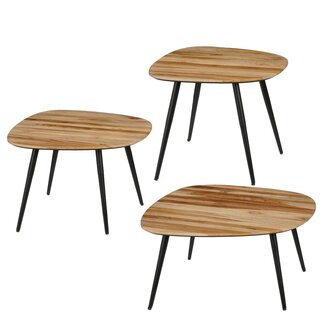 Mica Decorations Jailey Beistelltische aus Teakholz - Braun - 3er-Set