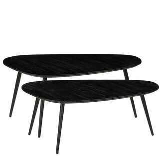 Mica Decorations Jailey Beistelltische aus Teakholz - Schwarz - 2er-Set