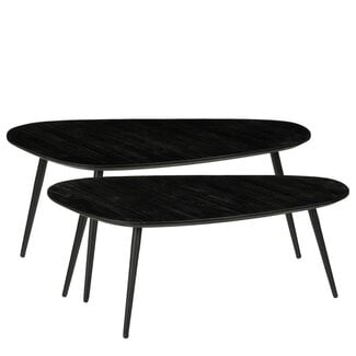 Mica Decorations Jailey Teak Side Tables - Black - Set of 2