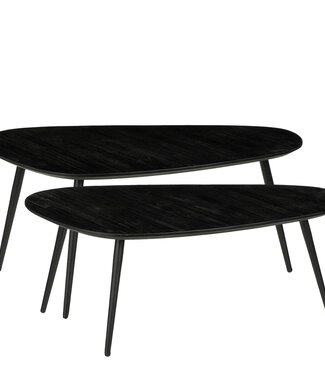 Mica Decorations Bijzettafel set Zwart 2Teak hout