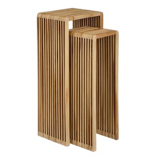 Mica Decorations Yonker Teak Plant Tables - Brown - Set of 2