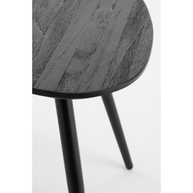 Bijzettafel set Zwart 2Teak hout