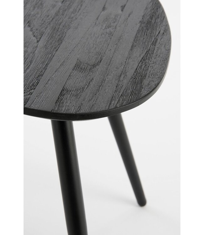 Bijzettafel set Zwart 2Teak hout