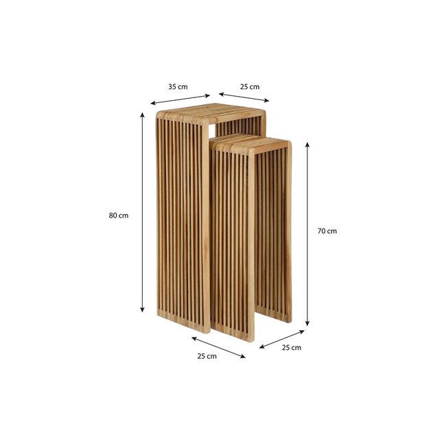 Mica Decorations Yonker Pflanzentische aus Teakholz - Braun - 2er-Set