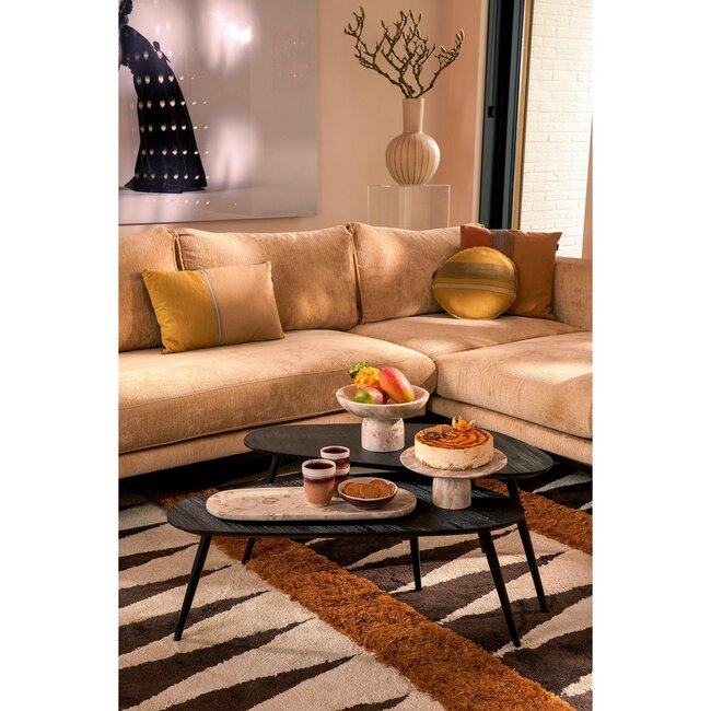 Bijzettafel set Zwart 2Teak hout