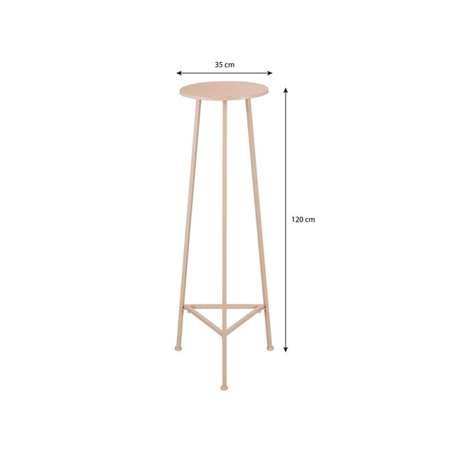 Mica Decorations Adine Pflanzentisch aus Eisen - Hellrosa - H120 × Ø35 cm