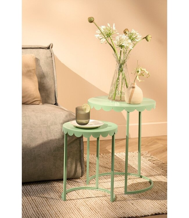Bijzettafel set Mintgroen 2Ijzer