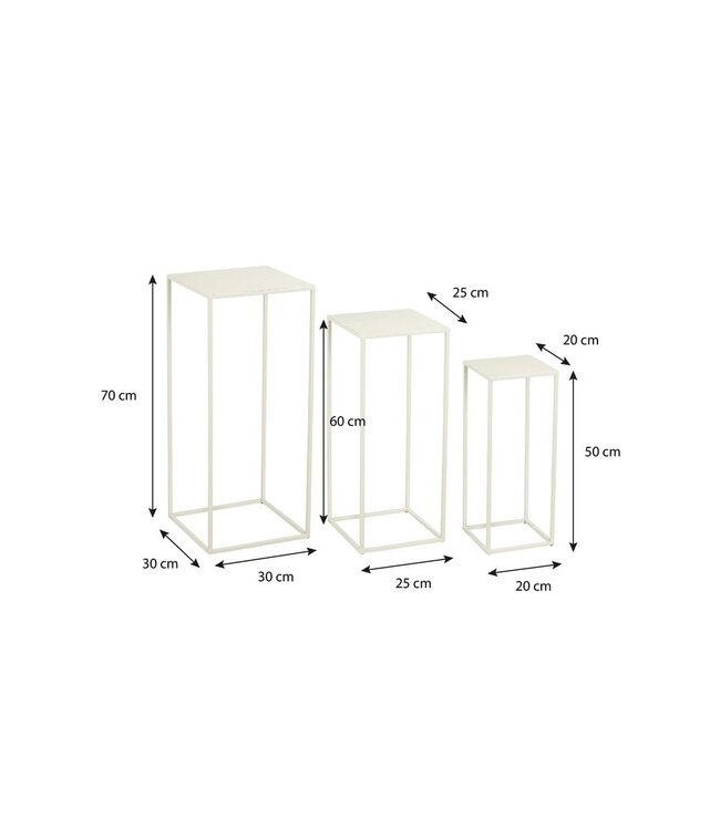 Bijzettafel set Gebroken wit 3Ijzer