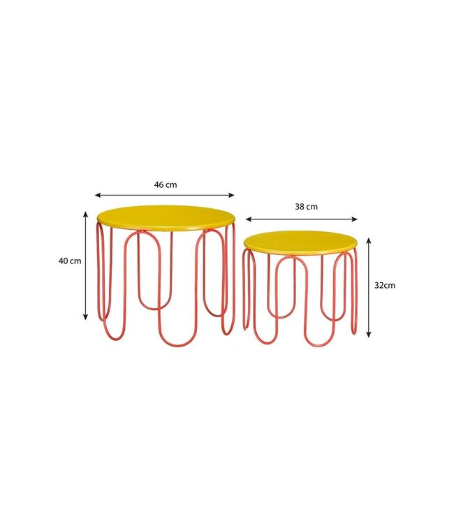 Bijzettafel set Geel 2Ijzer
