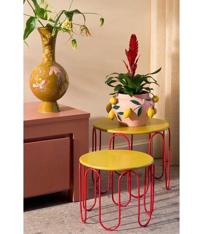 Bijzettafel set Geel 2Ijzer