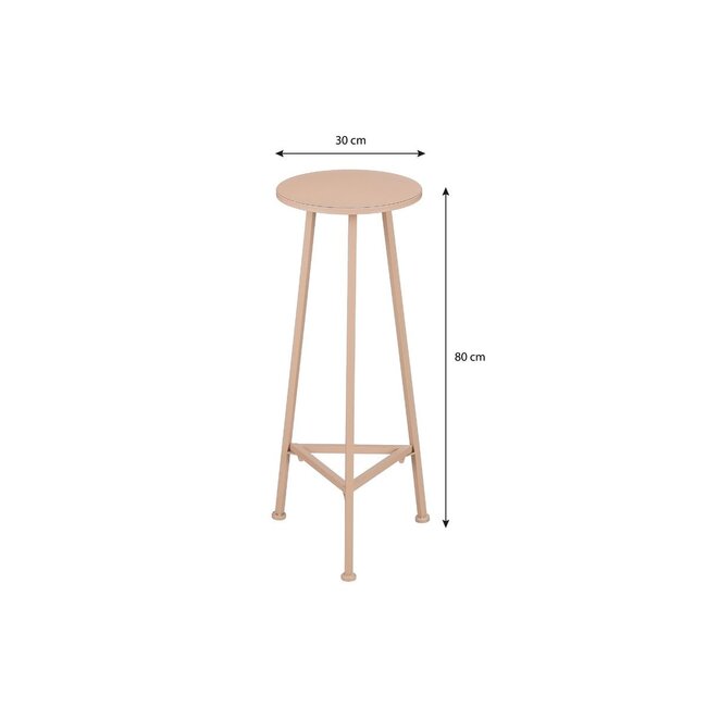 Mica Decorations Adine Pflanzentisch aus Eisen - Hellrosa - H80 × Ø30 cm