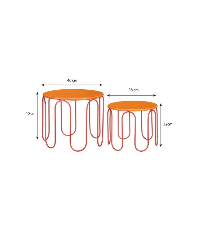 Bijzettafel set Oranje 2Ijzer