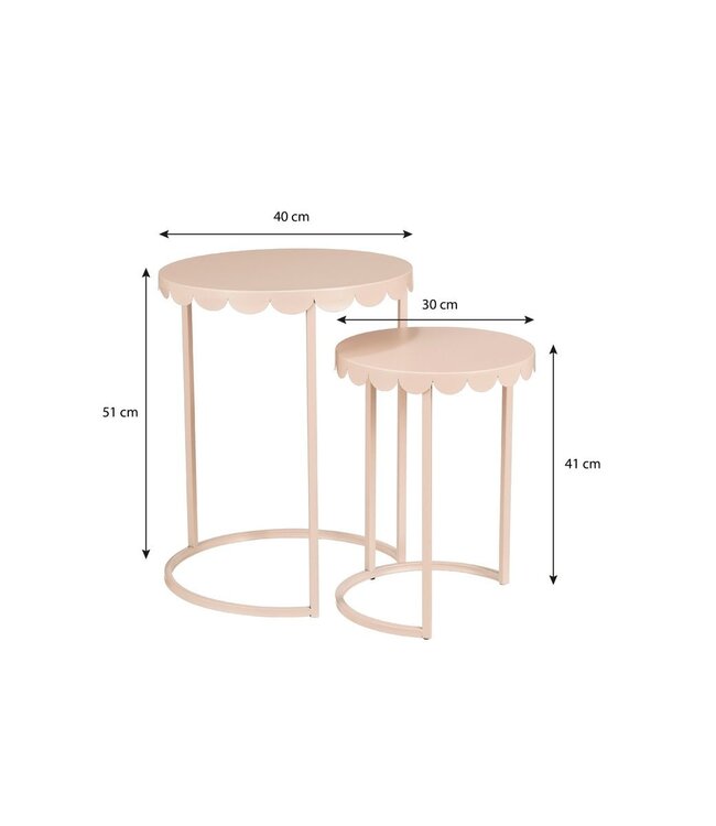 Bijzettafel Set Lichtroze IJzer (2-delig) – Ø40 & Ø30 cm