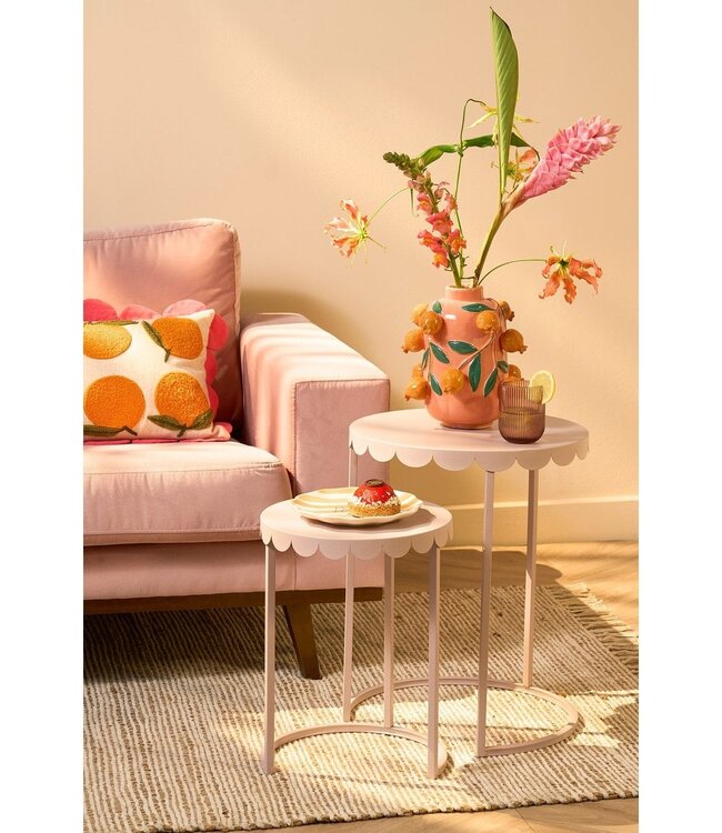 Bijzettafel Set Lichtroze IJzer (2-delig) – Ø40 & Ø30 cm