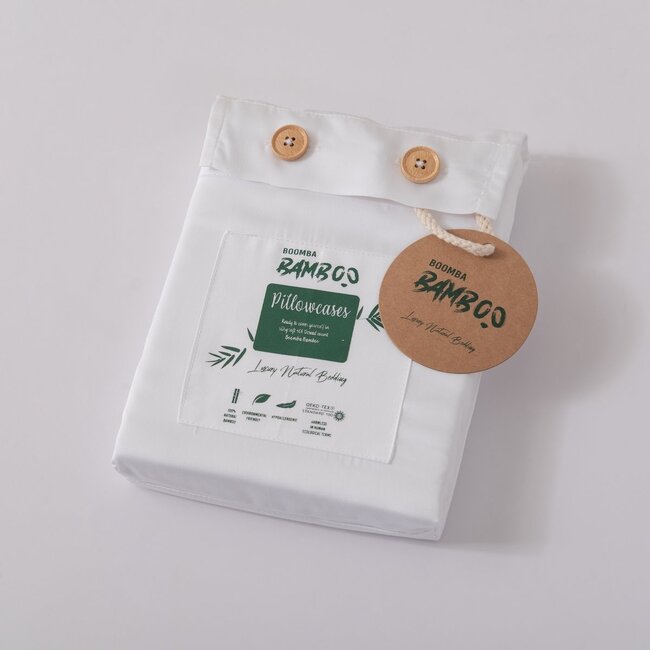 Boomba Bamboo 400TC Bambus-Kissenbezüge - 2er-Set - Coco White