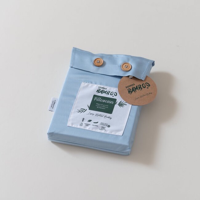 Boomba Bamboo 400TC Bamboo Pillowcases - 2 Pack - Sky Blue