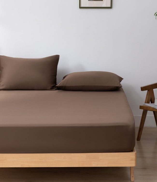 Donkerbruin bamboe Hoeslaken Premium - 400TC Tanboocel - Coffee Brown