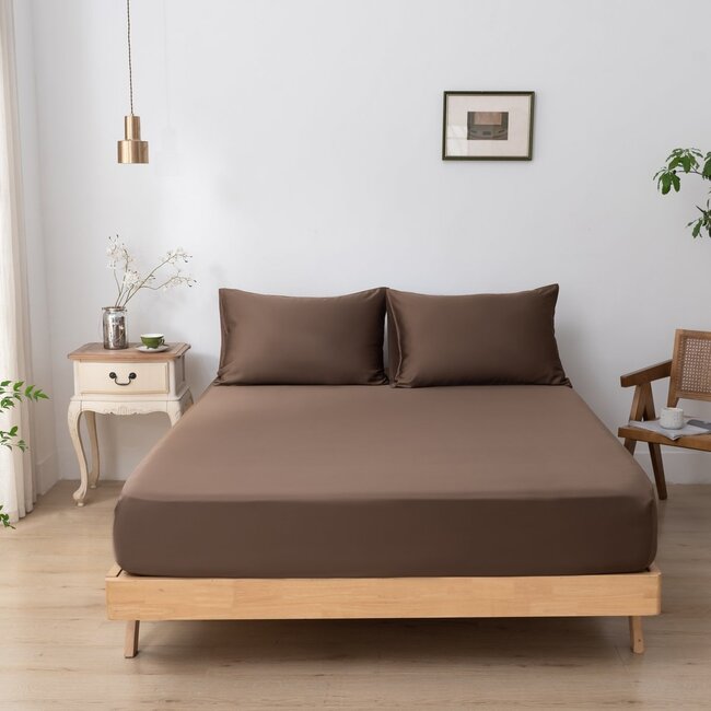 Donkerbruin bamboe Hoeslaken Premium - 400TC Tanboocel - Coffee Brown