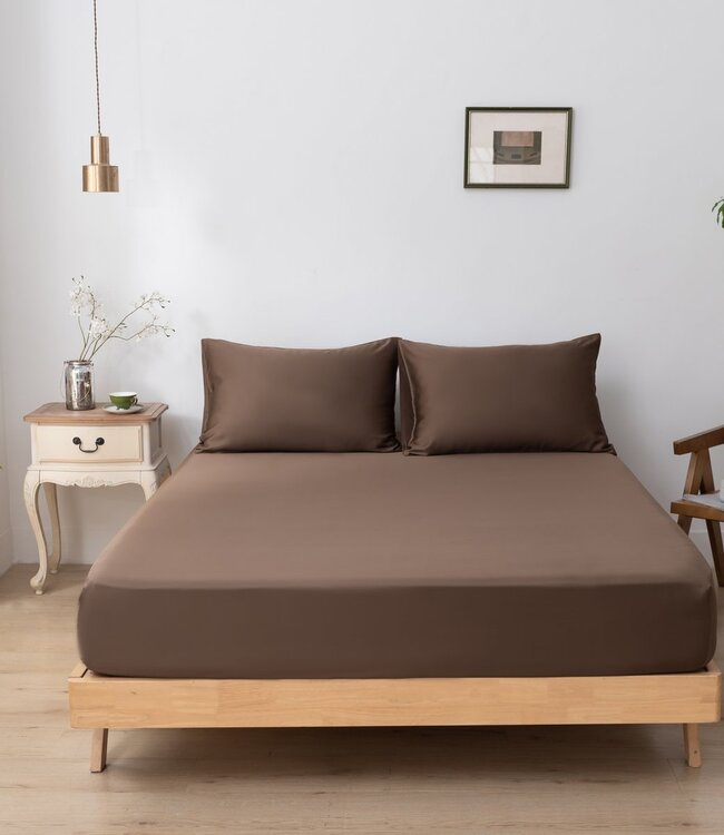 Dark Brown Bamboo Fitted Sheet Premium – 400TC