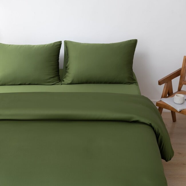 Donkergroen bamboe dekbedovertrek Premium - 400TC Tanboocel - 100% bamboe Deep Moss