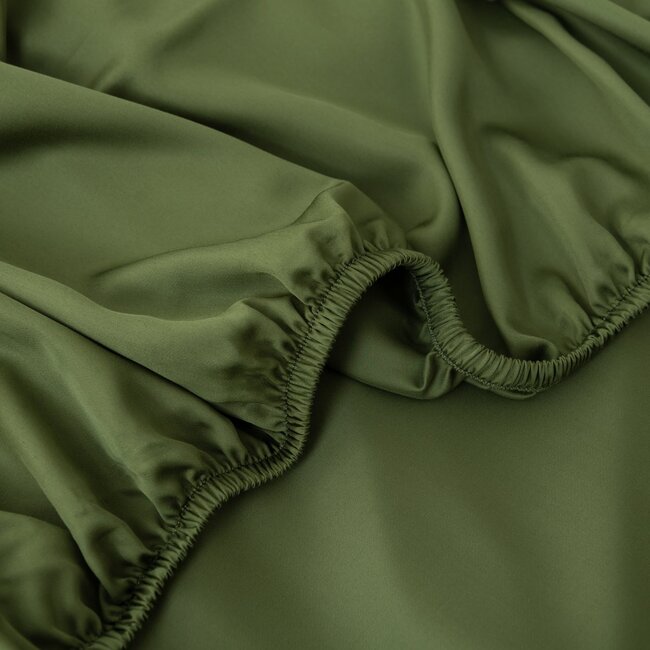 Donkergroen bamboe Hoeslaken Premium - 400TC Tanboocel - Deep Moss